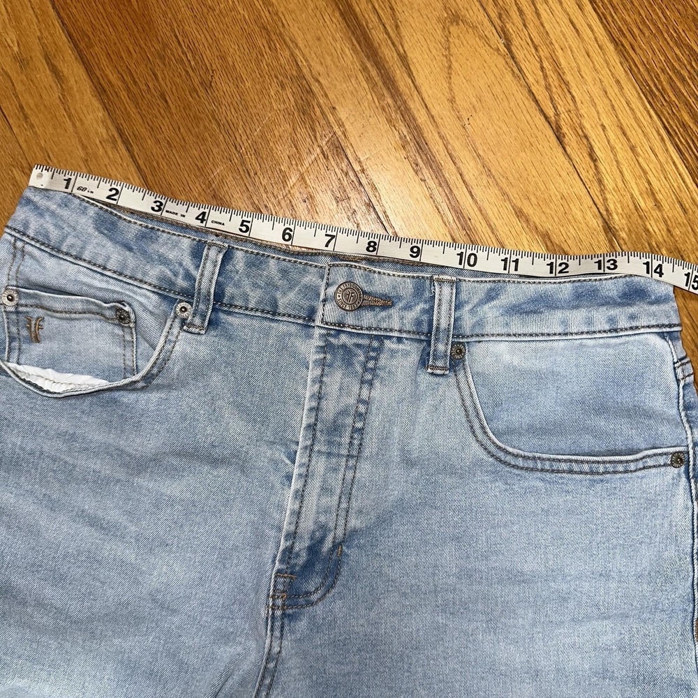 Frye Denim‎ Cut Off Shorts 6/28 Blue Light Wash Stretch High Rise Casual Summer - Picture 9 of 11